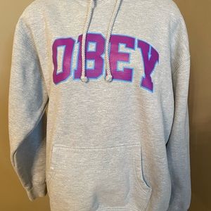 Gray OBEY logo hoodie